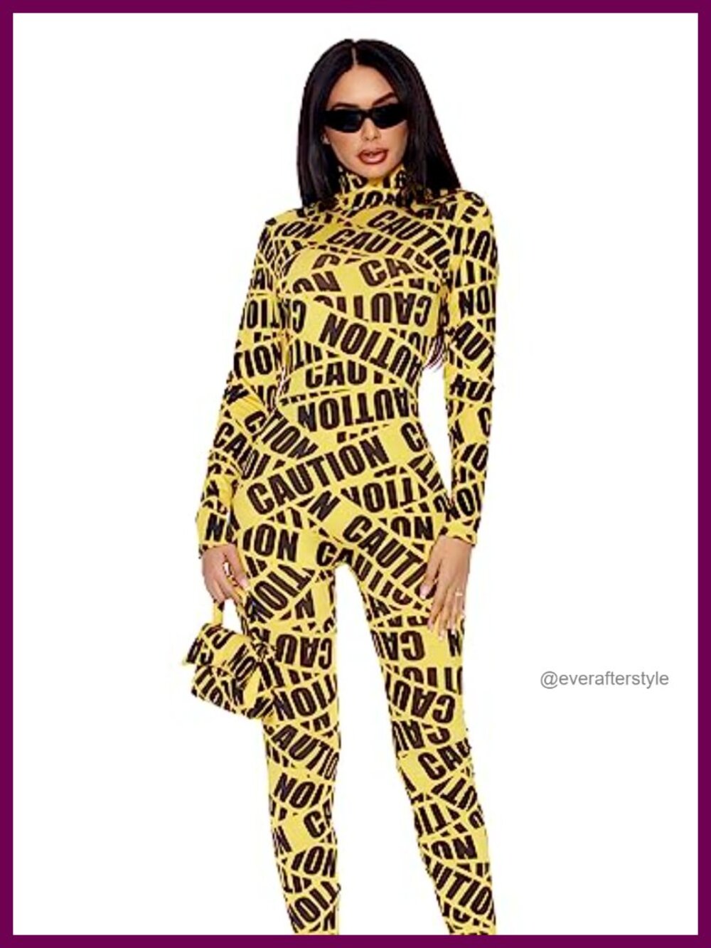 Caution Tape Costume Jumpsuit Glasses Bag Polyester Spandex Exotic Apparel
